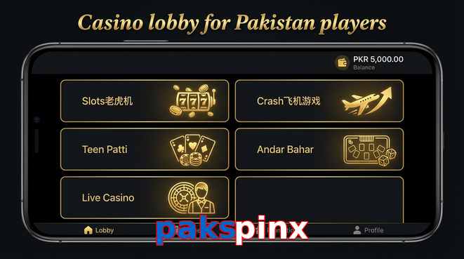 Lobby view of Pakspinx for Pakistan users